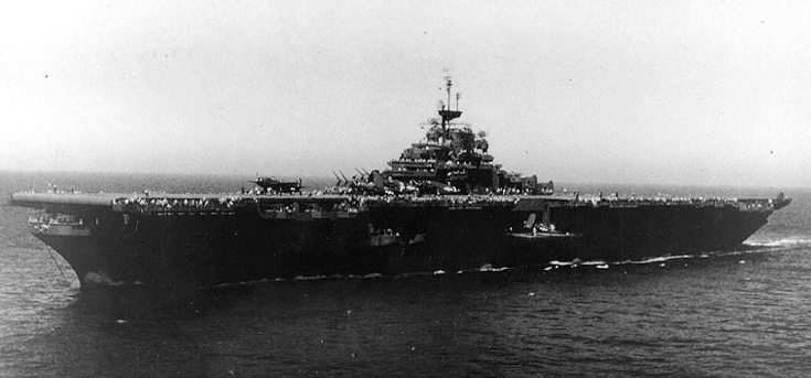 USS Lake Champlain aircraft carrier at sea